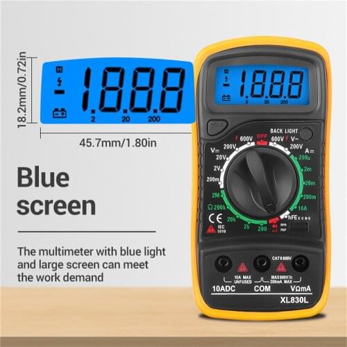 AC/DC Voltmeter Ammeter Ohm Tester LCD Display Digital Multimeter Backlight Portable Meter Multimetro