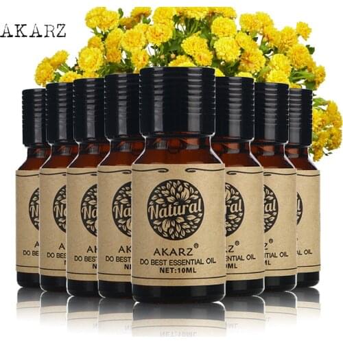AKARZ Value Meals Lemon Grass Lotus Basil Peppermint Geranium Eucalyptus Bergamot Myrrh Essential Oils 10ml*8
