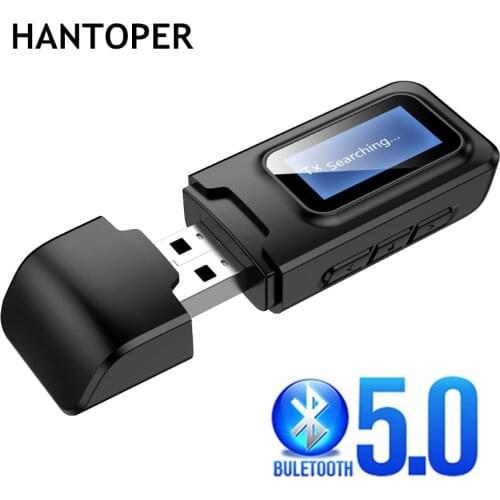 Bluetooth 5.0 Audio Receiver Transmitter LCD Display 3.5mm AUX Jack Stereo USB Dongle Wireless Adapter for Car PC TV Headphones