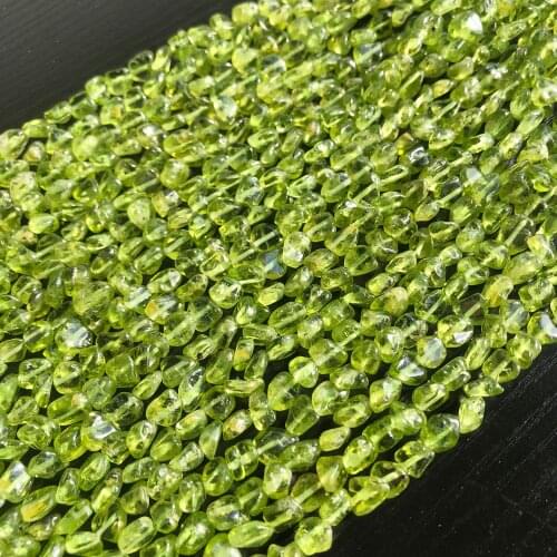 4-7mm Natural Irregular Freeform Green Peridots Crystal Stone Irregular Beads For Jewelry Making DIY Bracelet Necklace 15"