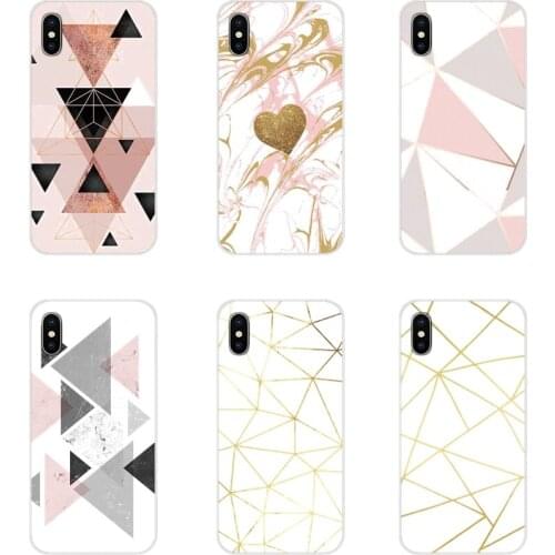 For Xiaomi Redmi Note 3 4 5 6 7 8 Pro Mi Max Mix 2 3 2S Pocophone F1 Heart Light Gold Pink Geometric TPU Transparent Shell Cases