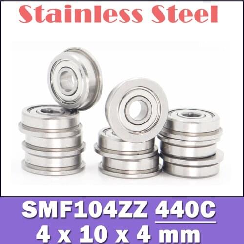SMF104ZZ Flange Bearing 4x10x4 mm 10PCS Double Shielded Stainless Steel Flanged SMF104 Z ZZ Ball Bearings SMF104Z MF104 Z ZZ