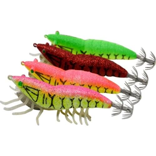 Squid Bait Artificially Send Strong Light Luya 3D Simulation Wooden Shrimp Boat Fishing Squid Squid Squid Fishing Tool