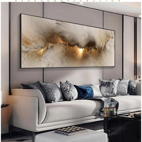 Modern Abstract Oil Painting on Canvas Posters and Prints Wall Art Yellow Cloud Canvas Prints for Living Room Decor No Frame