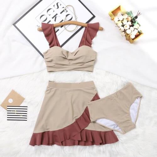 2021 Women Three Pieces Bikini Set Padded Bathing Suit Swimwear Swimming Beachwear Summer Sexy Biquinis Swimsuit bikinis mujer