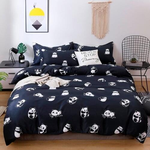 Cartoon Black Printing Panda Children Boy/kids Bedding Set Duvet Cover Bed Sheet Pillowcase Bed Cover Linens Twin Bedclothes