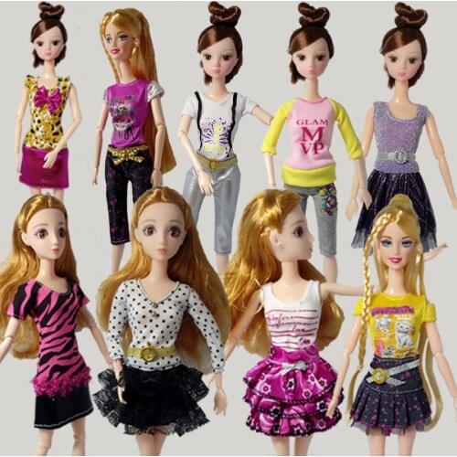 10pcs/lot Beautiful Handmade Pretty Dress For Barbie Doll Clothes Fashion Outfit For 1/6 Dolls Dress Present For Kids