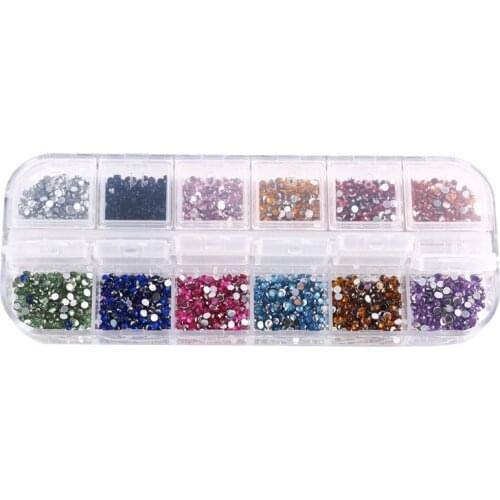 Hot Selling 2mm 12-Color Nail Rhinestone Acrylic Diamond Flat-Bottomed Diamond about 2400 Cosmetic for Nail Gift for Women
