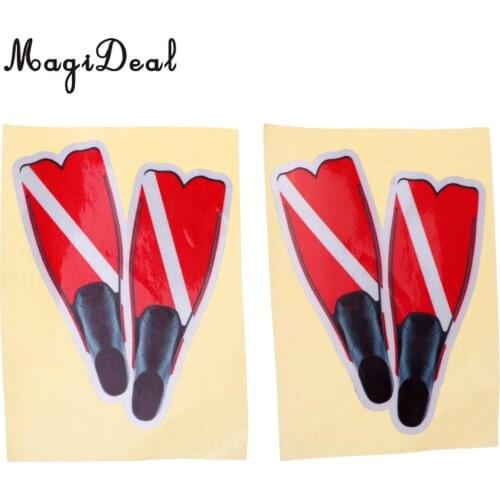 MagiDeal 2Pcs Reflective Waterproof Dive Fins Flippers Sticker Decal for Scuba Diver Marine Boat Kayak Car Bumper Laptop Window