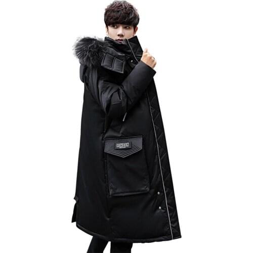 Mens down Jacket Mid-length 2019 Winter New Style Korean-style Stylish Slim Fit Handsome Thick White Duck down Jacket Mens