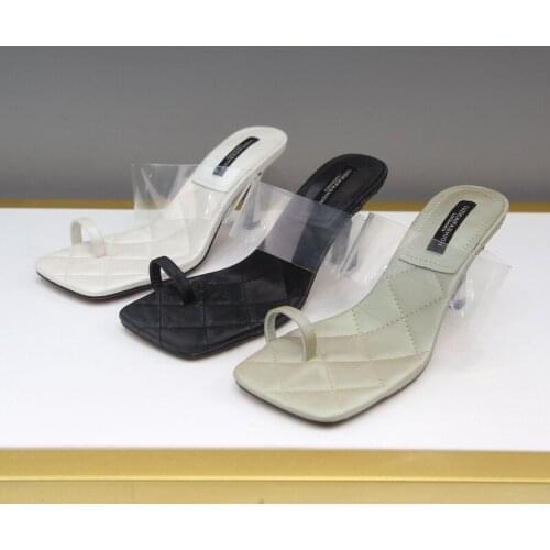 Koovan New Sandals 2021 Summer High Heel 7cm Female Sandals With Cellophane Tape Delicate Toe Sandals Fashion Womens Shoes