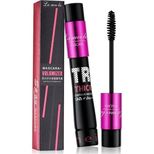 New High Quality Natural Makeup Silk Fiber Silicon Brush Head Eyelash Extensions Thick Curling Black Mascara Waterproof Cosmetic