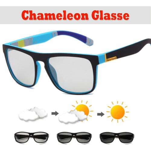 Polarized Photochromic Sunglasses Men Square Change Color Glasses Male Discoloration Driving Sun Glasses UV400 Oculos masculino
