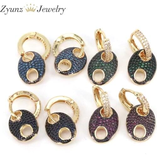 5 Pairs, Mix Color CZ Micro Pave Pig-Nose dangle Earrings For Women Fashion Geometry Drop Earrings Girl Gifts Ear Cuff Jewelry
