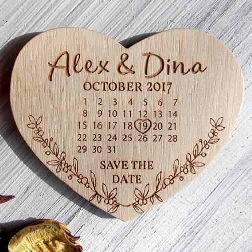 Wooden Heart Save the date magnet personalized wedding invitation save date wedding gifts for guests