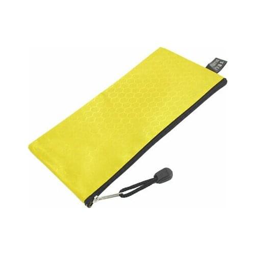 PVC Canvas Zippered Hex Pattern Paper Invoice Pen Bag Tool Holder Yellow