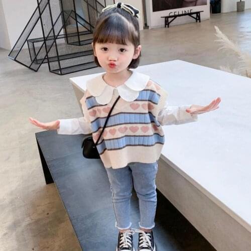 Baby girls sleeveless sweaters spring autumn baby girls hearts Knitted Vests New childrens girls cotton causal Vests P4 119