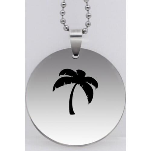 Ufine plant jewelry dad gift pendant army card coconat tree stainless steel customed necklace N4495