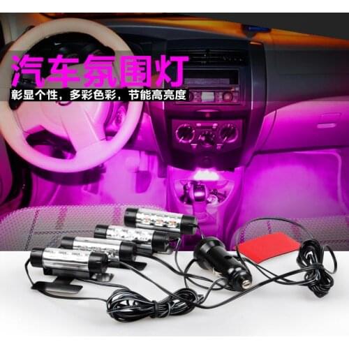 Universal 4x3Led Car Charge 12V Glow Interior Decorative Atmosphere Light