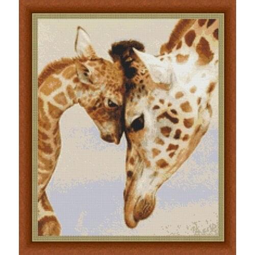 Manufacturer Embroidery Mothers Love Giraffes Counted Cross Stitch Pattern with 100% Cotton Floss& Free Shipping for Home Decor
