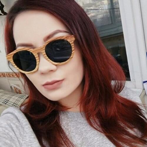 Women Sunglasses BOBO BIRD Polarized UV400 Zebra Wood Frame Fashionable Vintage Glasses For Gift oculos de sol feminino AG009a