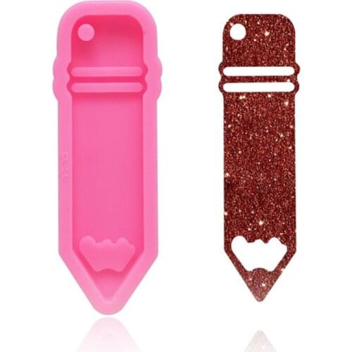 1 Pc DIY Super Glossy Pencil Key Chain Casting Silicone Mould Crafts Decoration Keychain Making Tool Crystal Epoxy Resin Mold