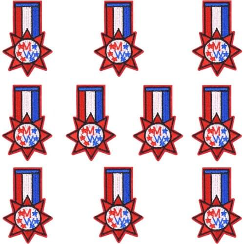 10PCS Star Badge Medal Stripe Embroidery Patch for Clothing Iron on Transfer Military Patch Applique For Clothes Patches Jacket