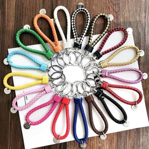 100pcs/lot Baby Shower Gift PU Leather Woven Ropes Keychains Wedding Souvenir Guest Present For Girls Bag Decorations