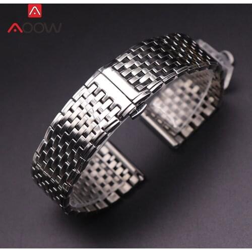 12 14 16 18mm 20mm 22mm Stainless Steel Strap Folding Buckle Men Women Replacement Band Watch Accessories for Mechanical Clock