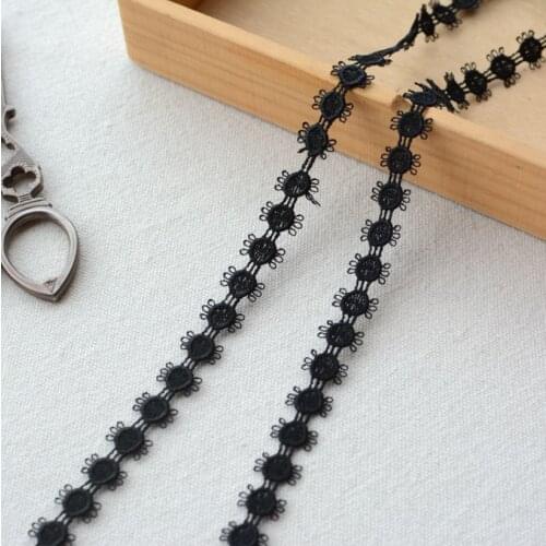 3 Meters/lot Width 1cm Black Water Soluble Lace Ribbon Circle Embroidered Lace Trim Fabric DIY Clothing Sewing Accessories