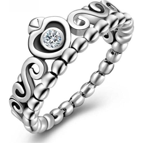 Free Shipping Delivery Box Hot Deals Thai Silver colorRing Fashion Jewelry Crown Inlaid Ring Festival Gift # 76