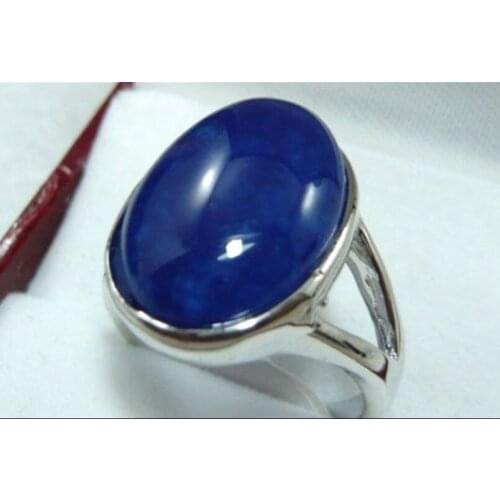FREE SHIPPING>>>@@ Stunning blue jade black agate bead 18KGP ring(#6,7,8)