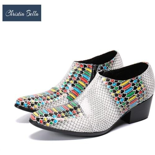 Christia Bella Pointed Toe High Heel Oxford Men Shoes Summer Leather Wedding Dress Shoes Mens Height Increase Elevator Shoes