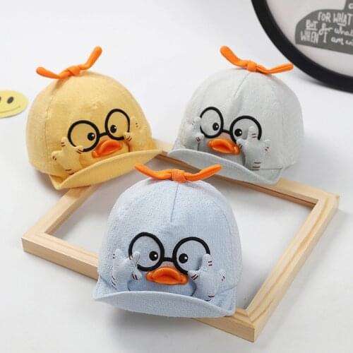 2 Styles Summer Mesh Kids Baseball Caps Lovely Baby Girl Hats Boys Cotton Cartoon Duck Cap Outdoor Hat (for 1-10 Months Babies)