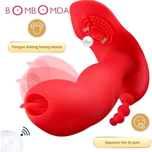 Dildo Vibrator For Women Tongue Licking Buckle Vibration G-spot Clitoris Stimulator Vaginal Massager Adult Sex Toys for Women