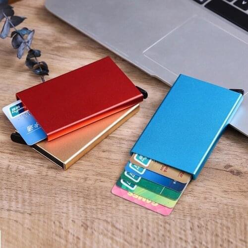 Card Box Automatic Pop-up Men Ultrathin Credit Safe Anti-RFID Business Metal Bag Aluminum Alloy Cash Bank Women Card Holder