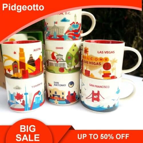 Global Collection Ceramic City Cup USA City Bone china Mug New York Los Angeles San Francisco Portland Dallas Toronto Miami