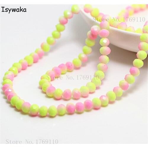 Isywaka Fashion 4x6mm 50pcs Rondelle Austria faceted Crystal Glass Beads Loose Spacer Round Beads for Jewelry Making No.43R6