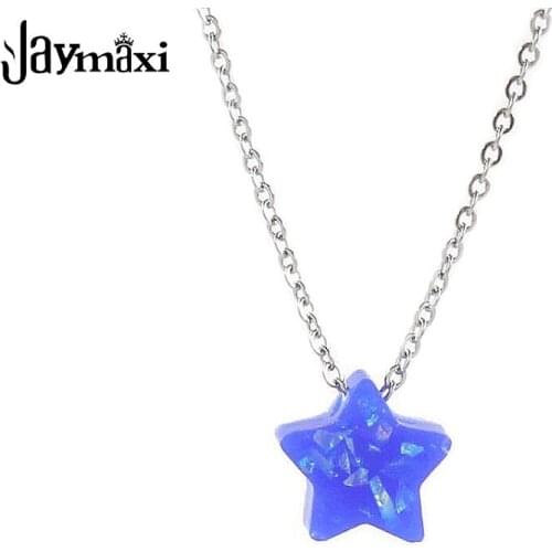 Jaymaxi 10mm Star Opal Necklace Fashion Simple Synthetic Star Opal Necklace Stainless Steel Chain Necklace Wholesales 2Piece/lot