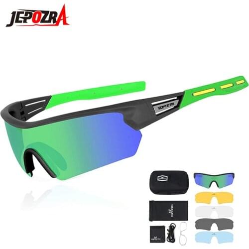 JEPOZRA Wind Cycling Glasses 5 Lens Polarized Outdoor Sport Bicycle Glasses MTB Mountain Bike Sunglasses Goggles Cycling Eyewear