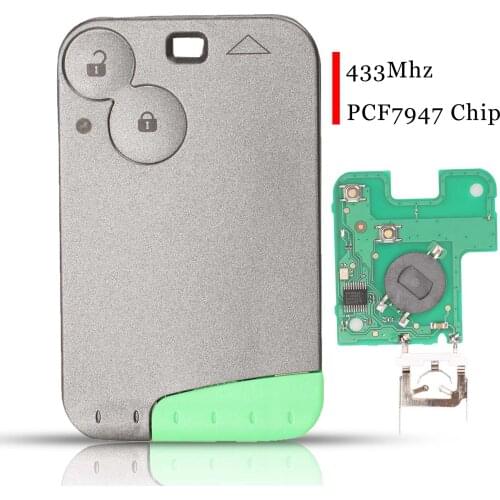 Jingyuqin 10pcs 2 Buttons Smart Remote Car Key Fob PCF7947 Chip 433Mhz For Renault Laguna Espace Vel-Satis