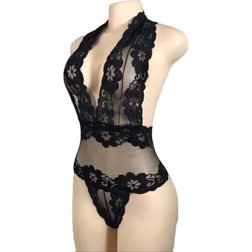 Sexy Sheer Floral Lace Teddy Body Suit V Cut Teddies Onesie Leotard Womens Babydoll Lingerie Black Purple Pajamas Underwear