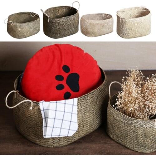 Natural Seagrass Belly Basket with Handles, Large / Small Storage Laundry Basket (2 Colors Available)