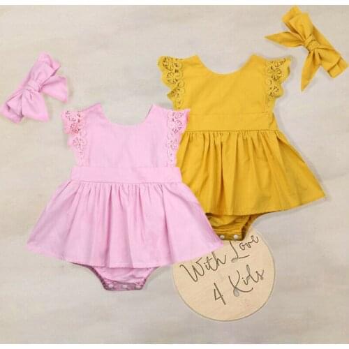 Newborn Baby Girl Lace Clothes Dress Jumpsuit Sunsuit Outfit Set