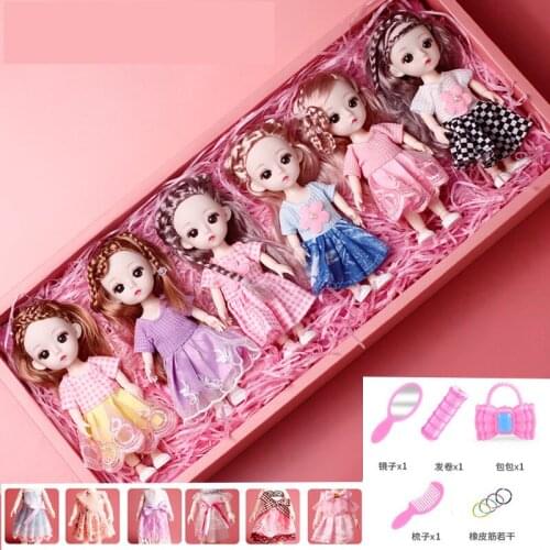 16cm Bjd Doll Set 13 Movable Joints 3D Real Eye High-end Dress Up Fashion Lovely Princess Doll Children DIY Girl Toy