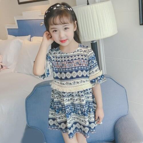 2018 new spring autumn/winter/summer Girls Kids Boys Vintage floral patter Dress comfortable cute baby Clothes Children Clothing