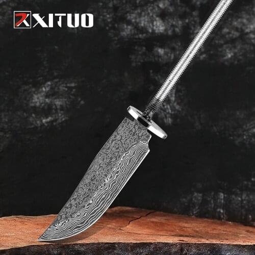 XITUO DIY Fixed Blade Knife Utility Paring Knives High-carbon Stainless Steel Blank knife Damascus Pattern Sharp edge EDC Tools