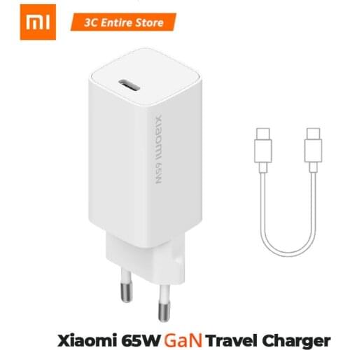 Original Xiaomi GaN 65W Fast Charger USB Type-C Smart Output PD Travel Charger 48% Smaller 5V/9V/12V/15V=3A 10V=5A EU plug