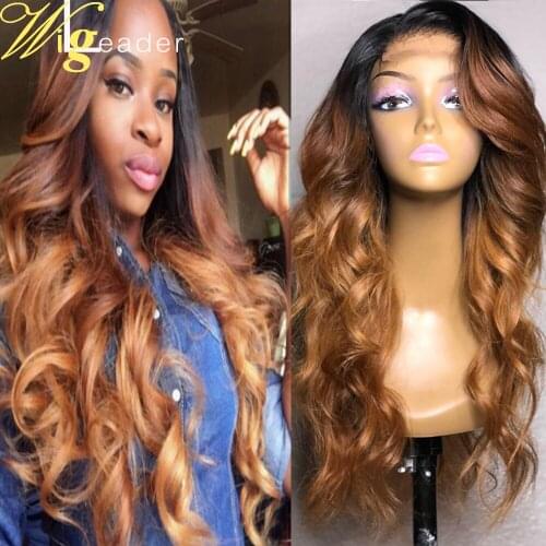 Wigleader Three Ombre Preplucked Human Hair Lace Front Wigs 180% Density Lace Frontal Wigs Remy Hair Wigs With Baby Hair