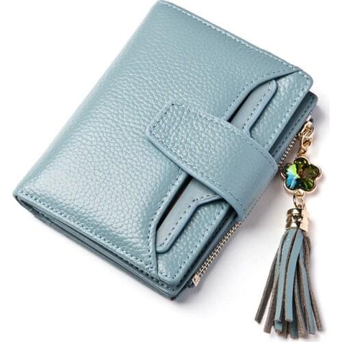 Genuine Leather Women Casual Short Wallets Fashion Lady id Card Holder Coin Pocket Small Wallet Solid Purse Female